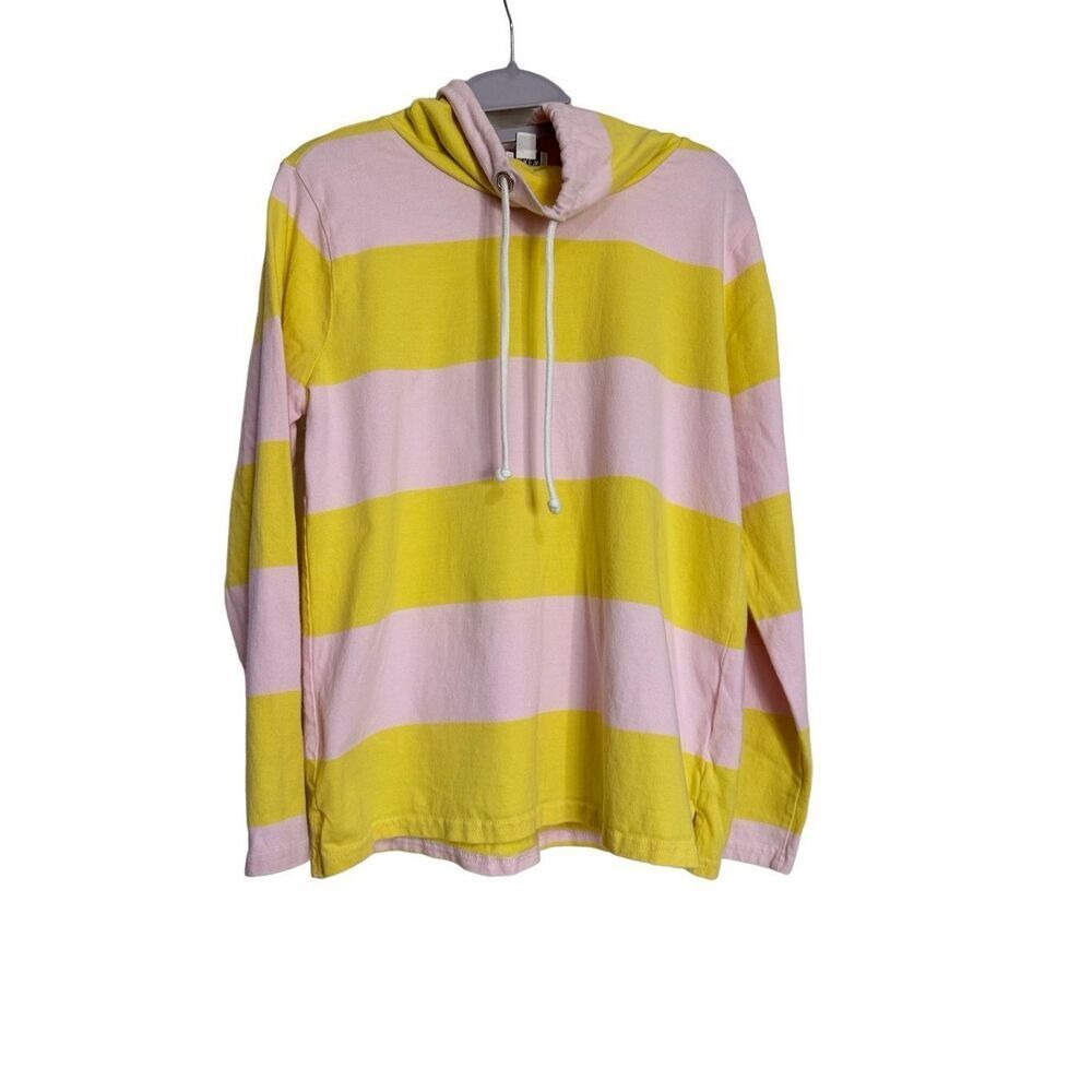 J.Crew Top Womens Small Yellow Pink Striped‎ Long Sleeves Turtleneck Sweatshirt